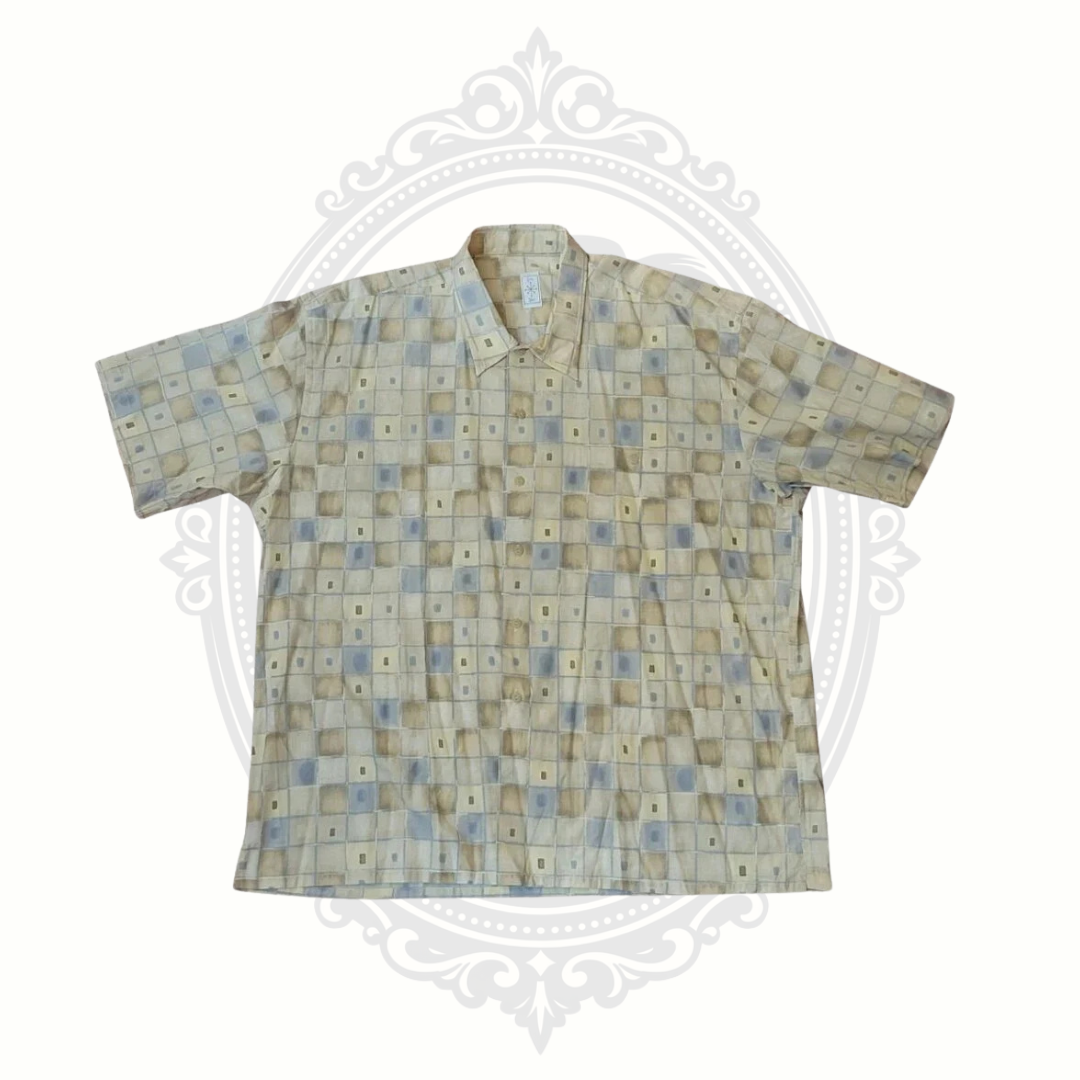 burma bibas dress shirts XXL Geometric Button-Up Shirt Cotton Rayon Linen – Mrs. Bones Curio Cupboard Color:Blue Club Dress Find summer producttype:Top Making Things Pretty: Drawer