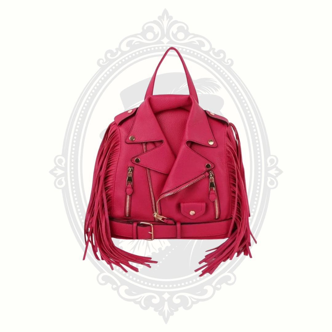LA MIEL Fringe Motorcycle Jacket Novelty Backpack – Vegan Leather Convertible Backpack – New With Tags