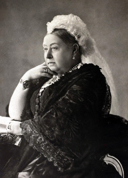 Queen Victoria in one of the mourning gowns she wore following Prince Albert's death in 1861