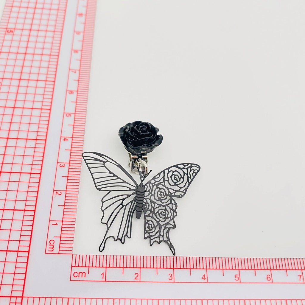 Gothic Black Rose Hollow Butterfly Pattern  Ear Clip - GT