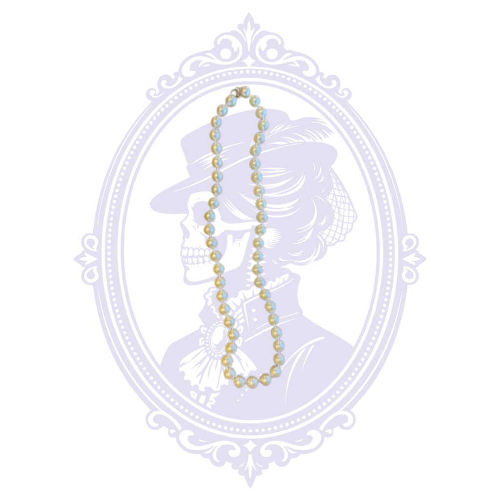 18-inch ivory faux pearl necklace shown full length with round imitation pearls and classic princess-length design.