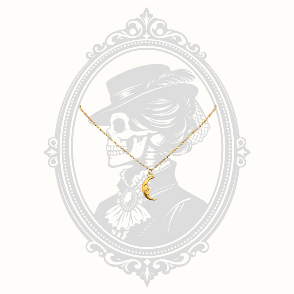 18K Gold Plated Stainless Steel Crescent Moon Charm Necklace