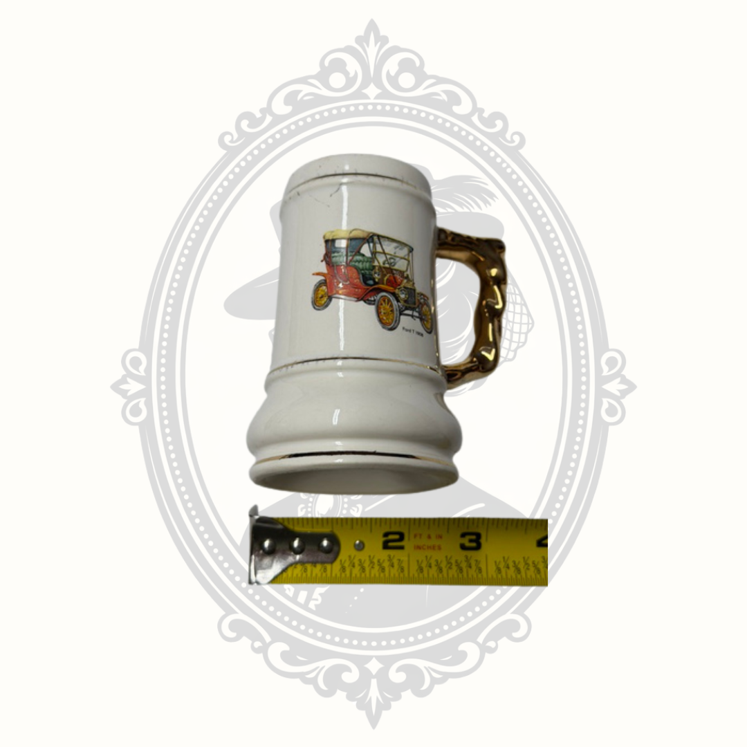 Vintage Style Ceramic Mini Stein Mug with 1908 Ford Model T Automobile Graphic