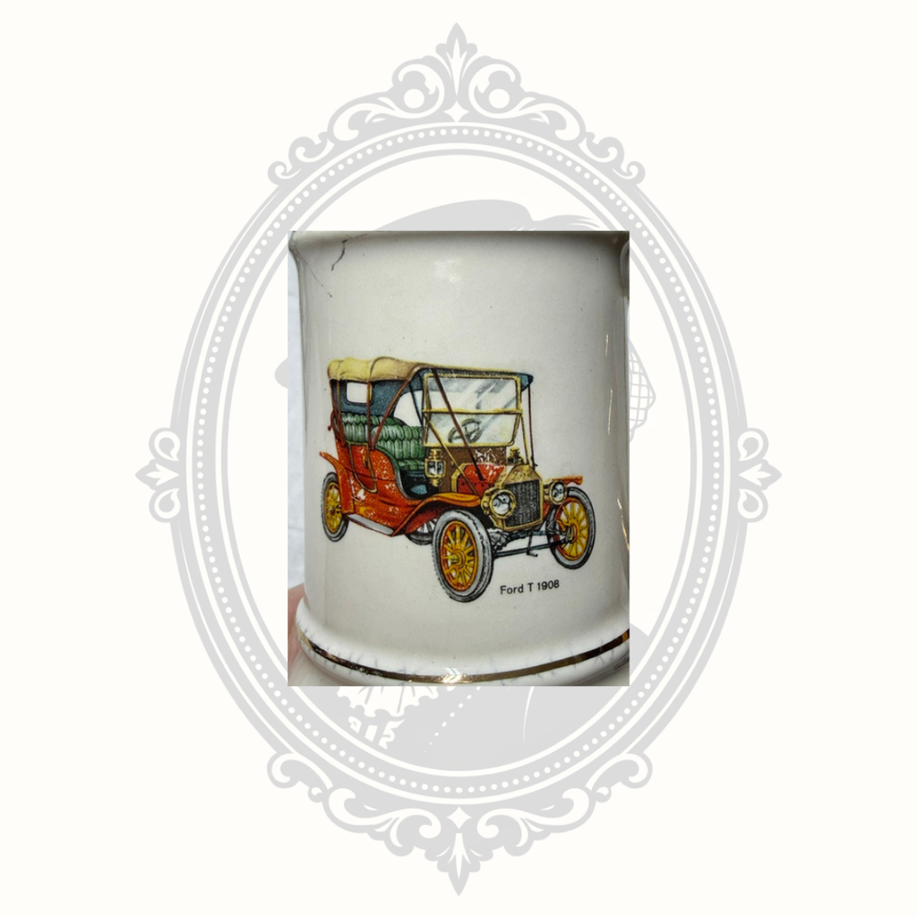 Vintage Style Ceramic Mini Stein Mug with 1908 Ford Model T Automobile Graphic
