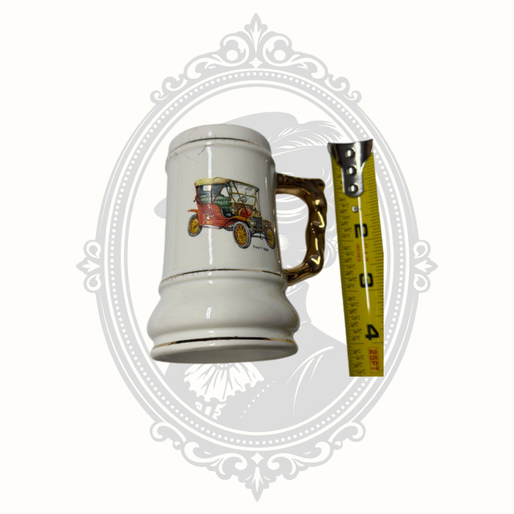 Vintage Style Ceramic Mini Stein Mug with 1908 Ford Model T Automobile Graphic