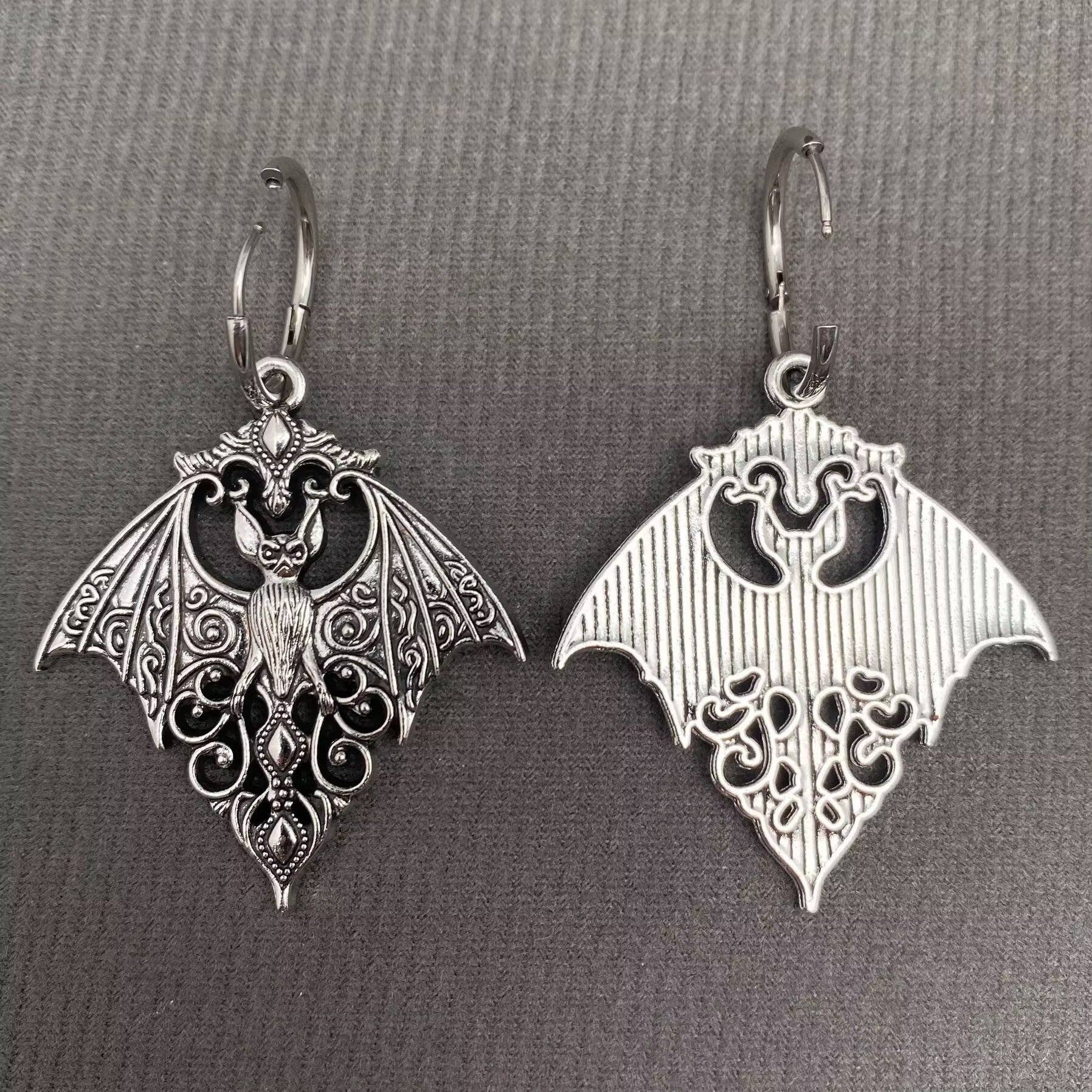 Gothic Bat Huggie Earrings - GT