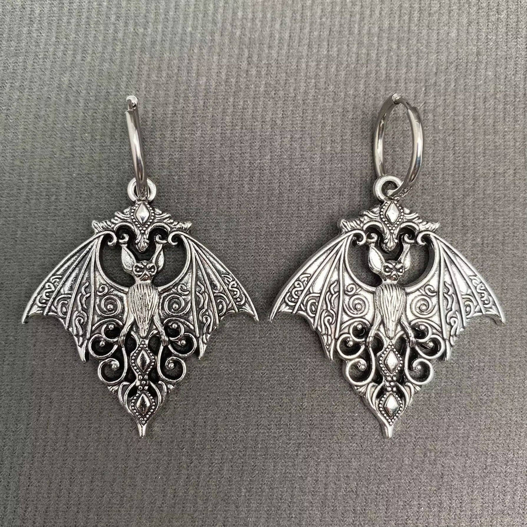 Gothic Bat Huggie Earrings - GT