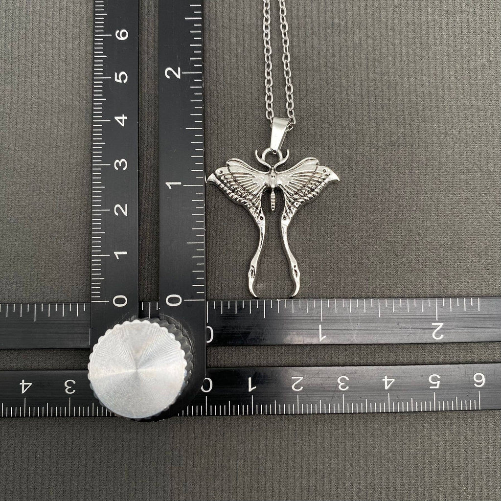 Silver Tone Alloy Moth Necklace - GT