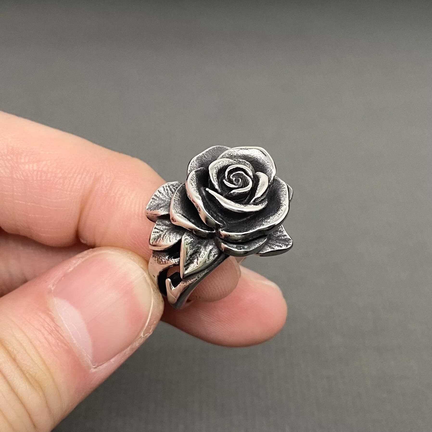 Unisex Camellia Flower Stainless Steel Ring - MJ/MR