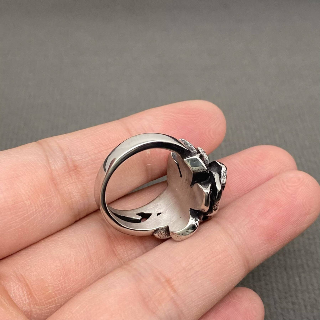Unisex Camellia Flower Stainless Steel Ring - MJ/MR