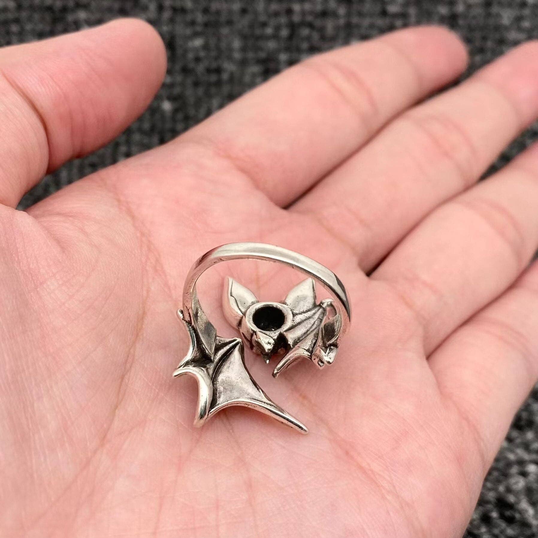 Gothic Style Adjustable Bat Ring