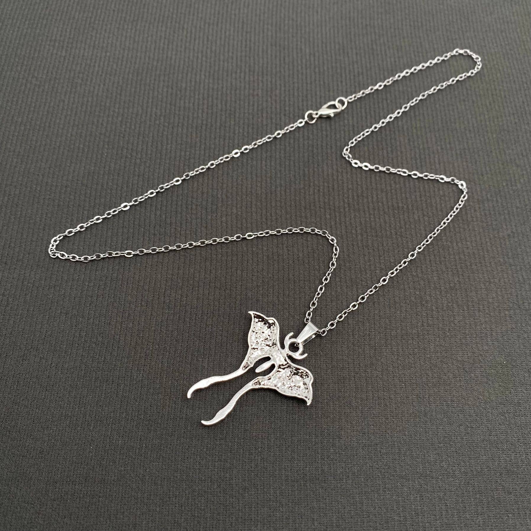 Silver Tone Alloy Moth Necklace - GT