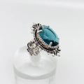 Sea Blue Goose Egg Shaped Glass Ring