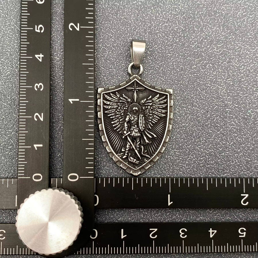 Saint Michael Archangel Shield Stainless Steel Pendant - MJ/MNP