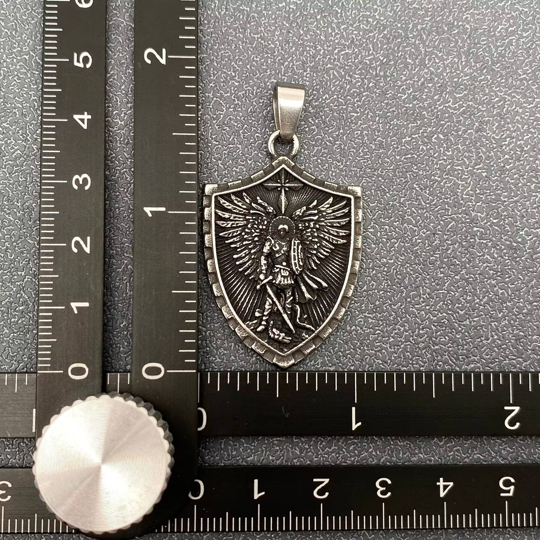 Saint Michael Archangel Shield Stainless Steel Pendant - MJ/MNP