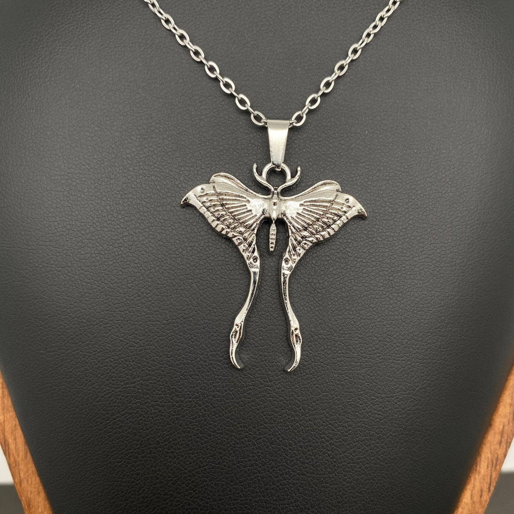Silver Tone Alloy Moth Necklace - GT