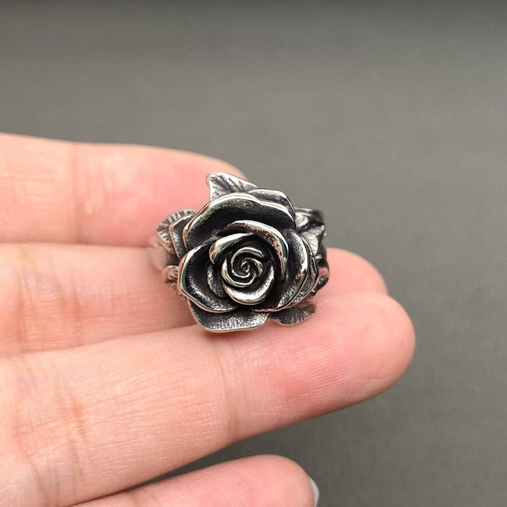 Unisex Camellia Flower Stainless Steel Ring - MJ/MR