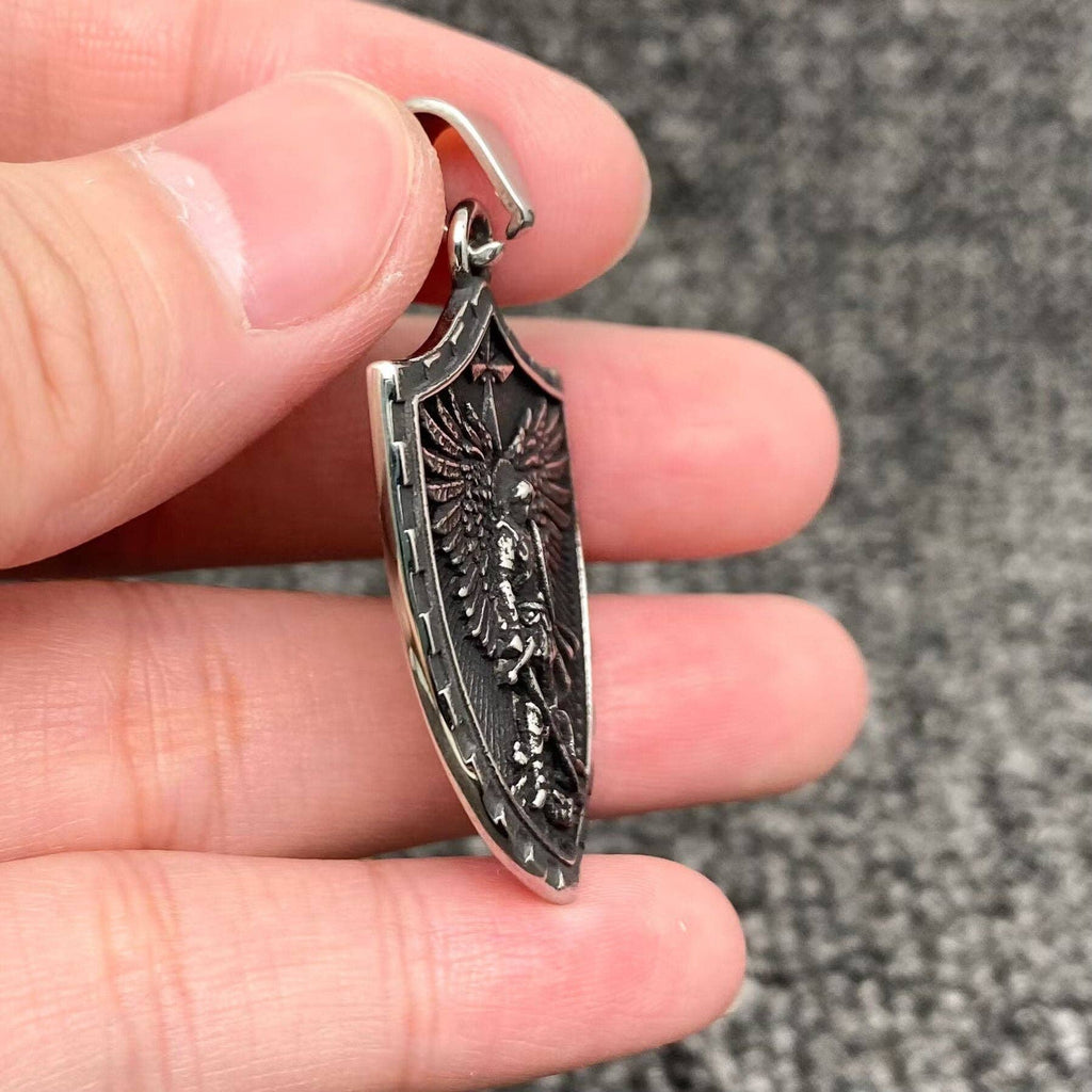 Saint Michael Archangel Shield Stainless Steel Pendant - MJ/MNP