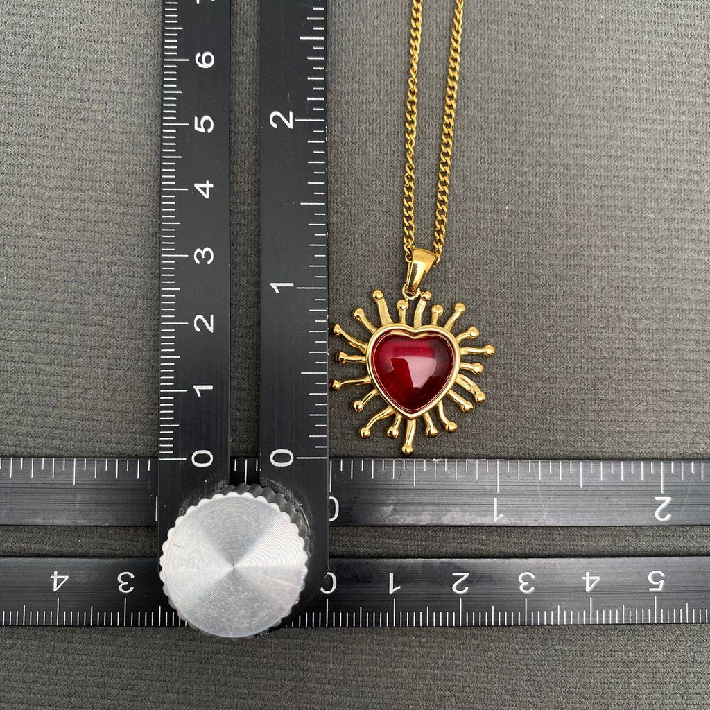Red Heart 18K Gold Plated Stainless Steel Necklace - FGS