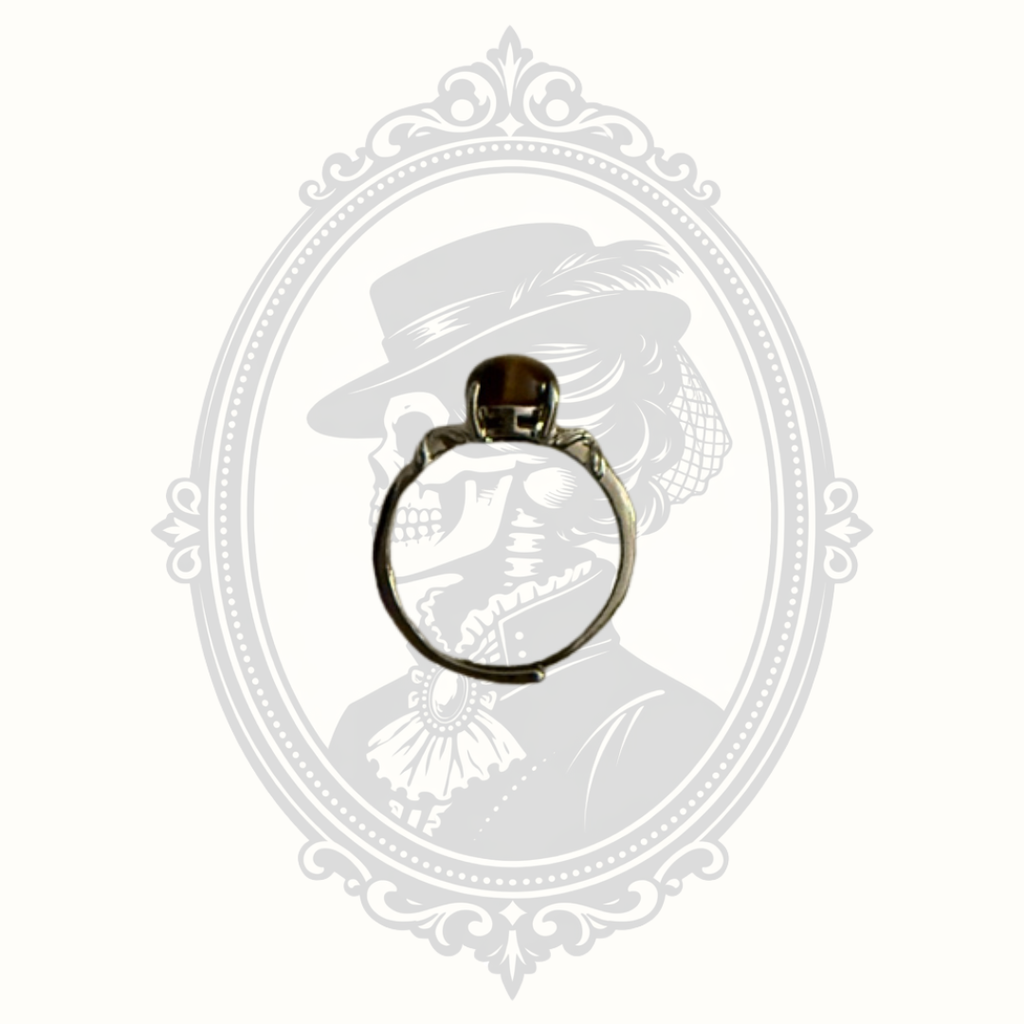 Adjustable Tiger's Eye Cabochon Ring in Silver Tone