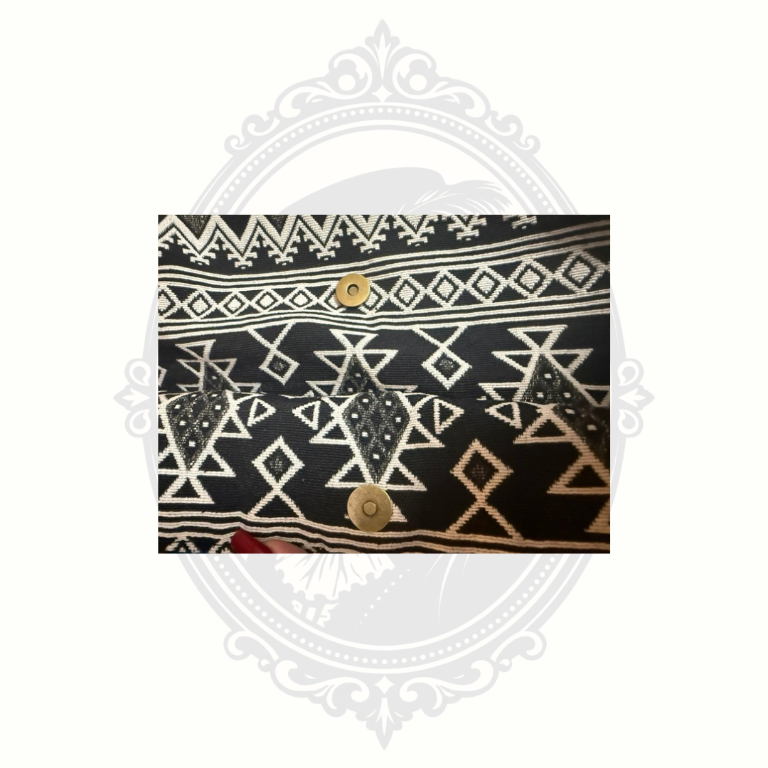 America & Beyond Tribal Tassel Crossbody Bag Black Embroidered Boho Purse
