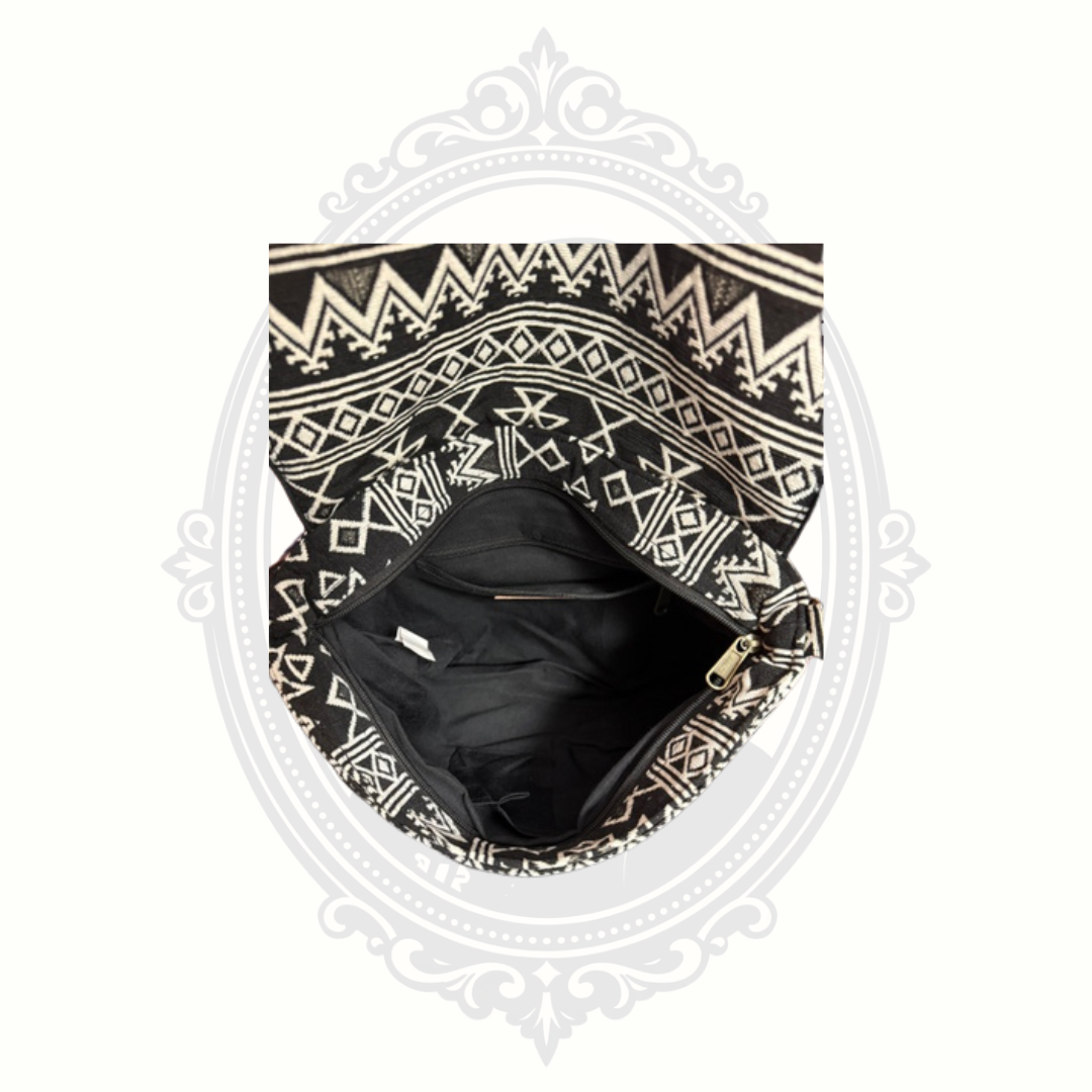 America & Beyond Tribal Tassel Crossbody Bag Black Embroidered Boho Purse