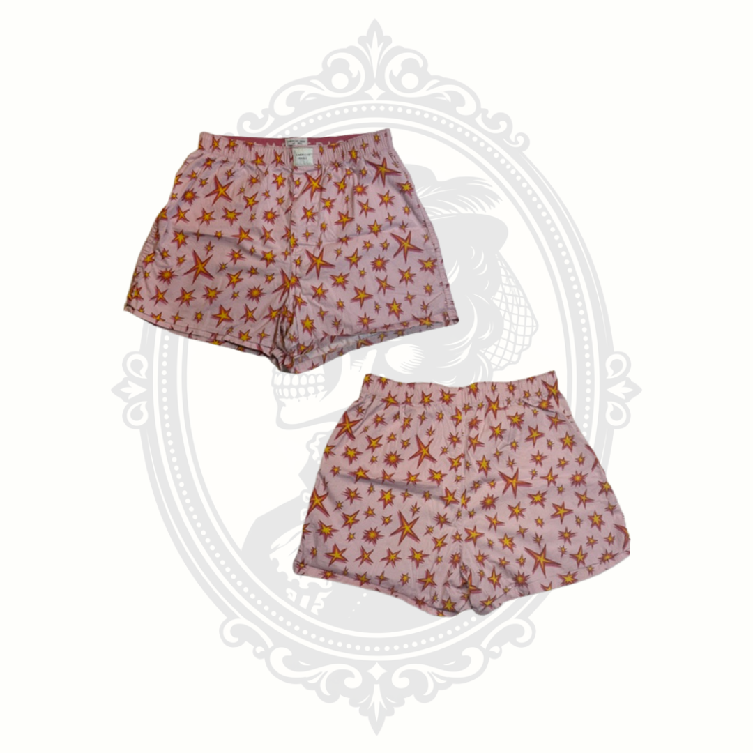 American Eagle Pink Star Print Woven Boxer Shorts Men's Small 29-31 Cotton