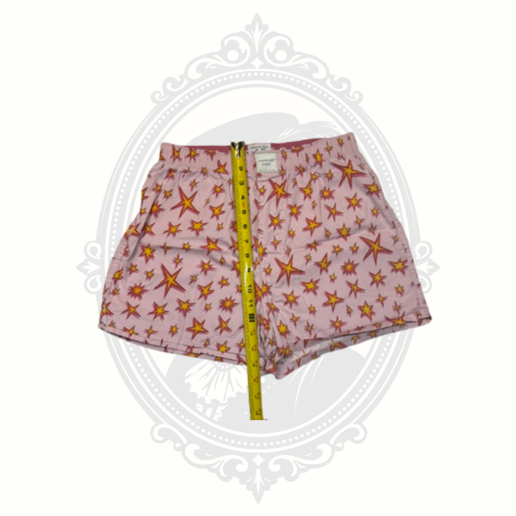 American Eagle Pink Star Print Woven Boxer Shorts Men's Small 29-31 Cotton