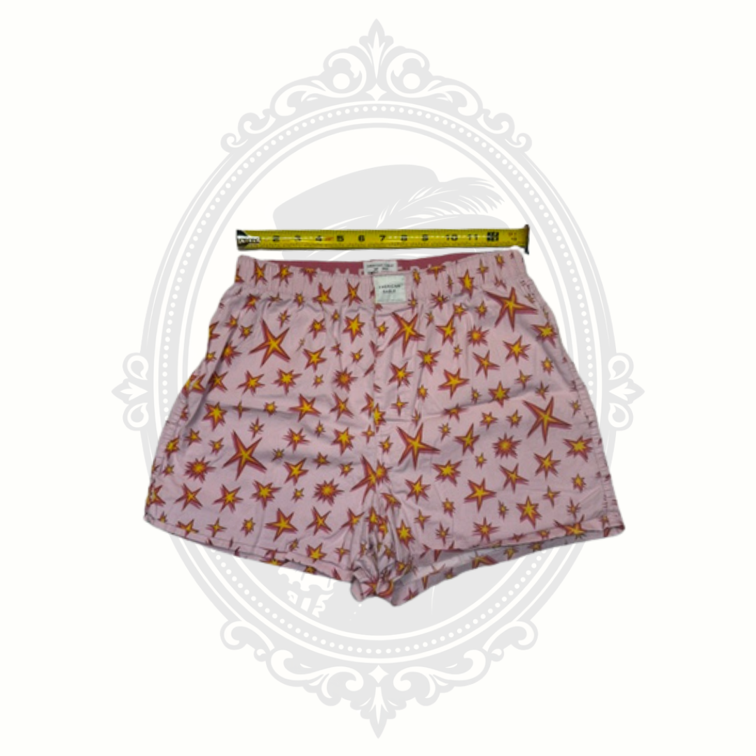 American Eagle Pink Star Print Woven Boxer Shorts Men's Small 29-31 Cotton