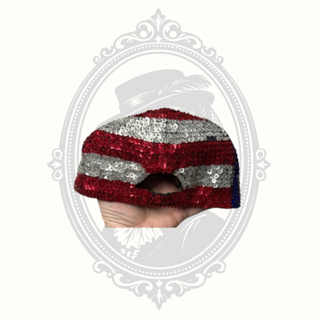 American Flag Sequin Baseball Cap Patriotic Red White Blue One Size