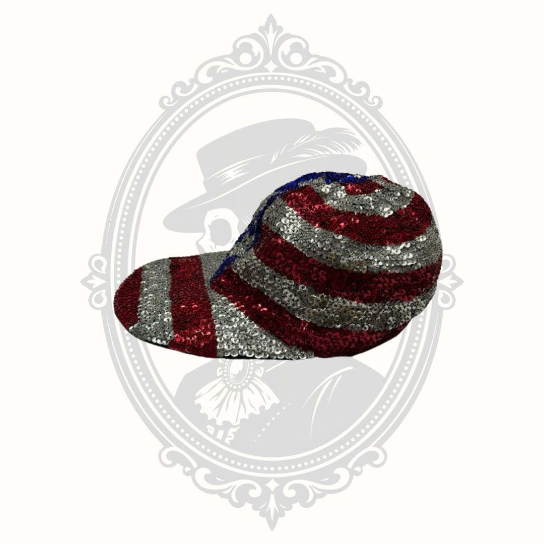 American Flag Sequin Baseball Cap Patriotic Red White Blue One Size
