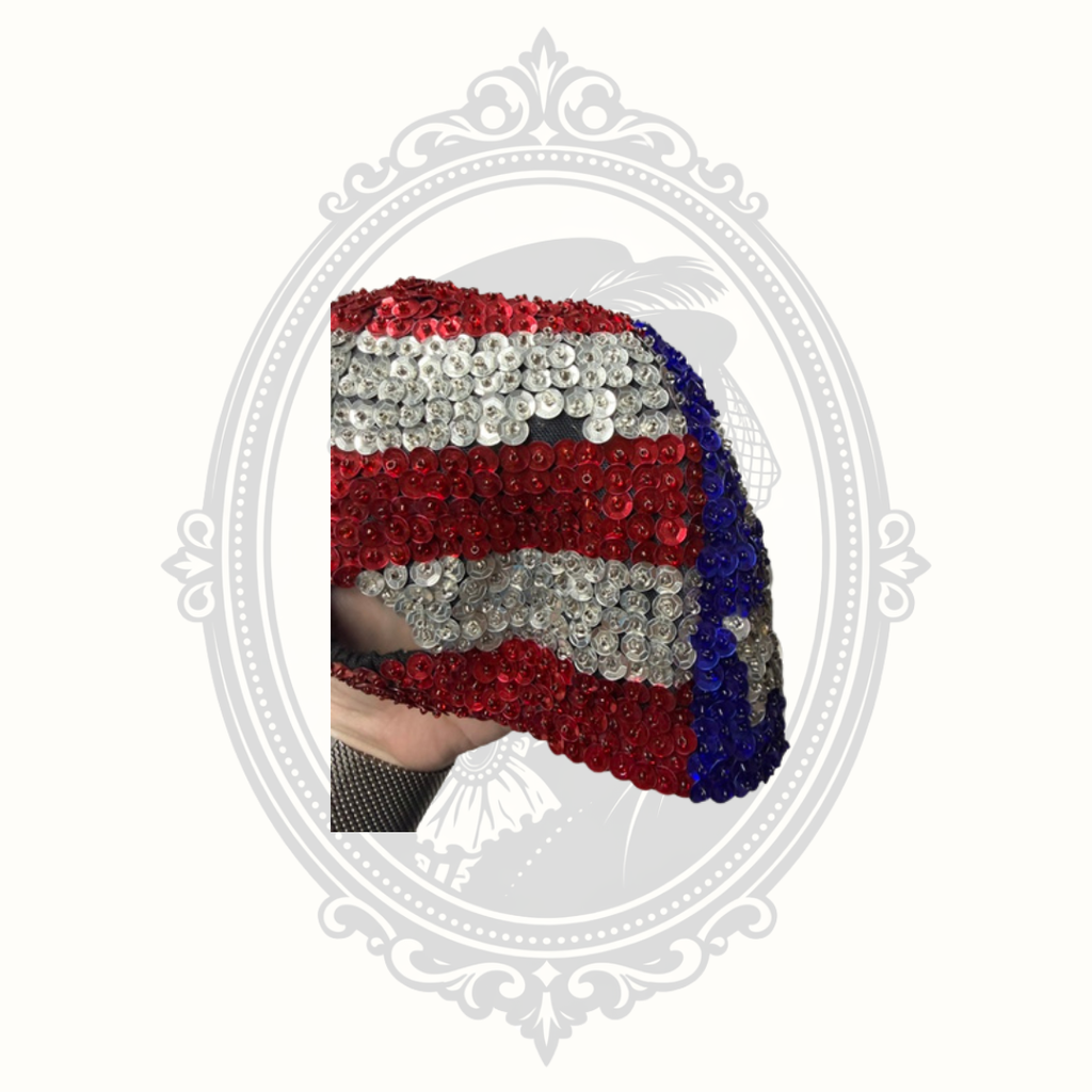 American Flag Sequin Baseball Cap Patriotic Red White Blue One Size