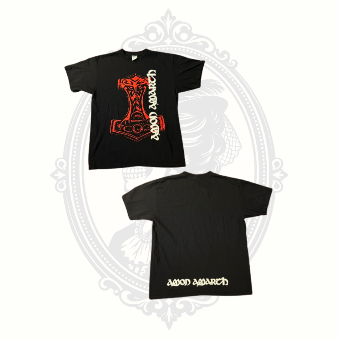 Amon Amarth Thor's Hammer Mjölnir Band T-Shirt Black Anvil Size L 100% Cotton