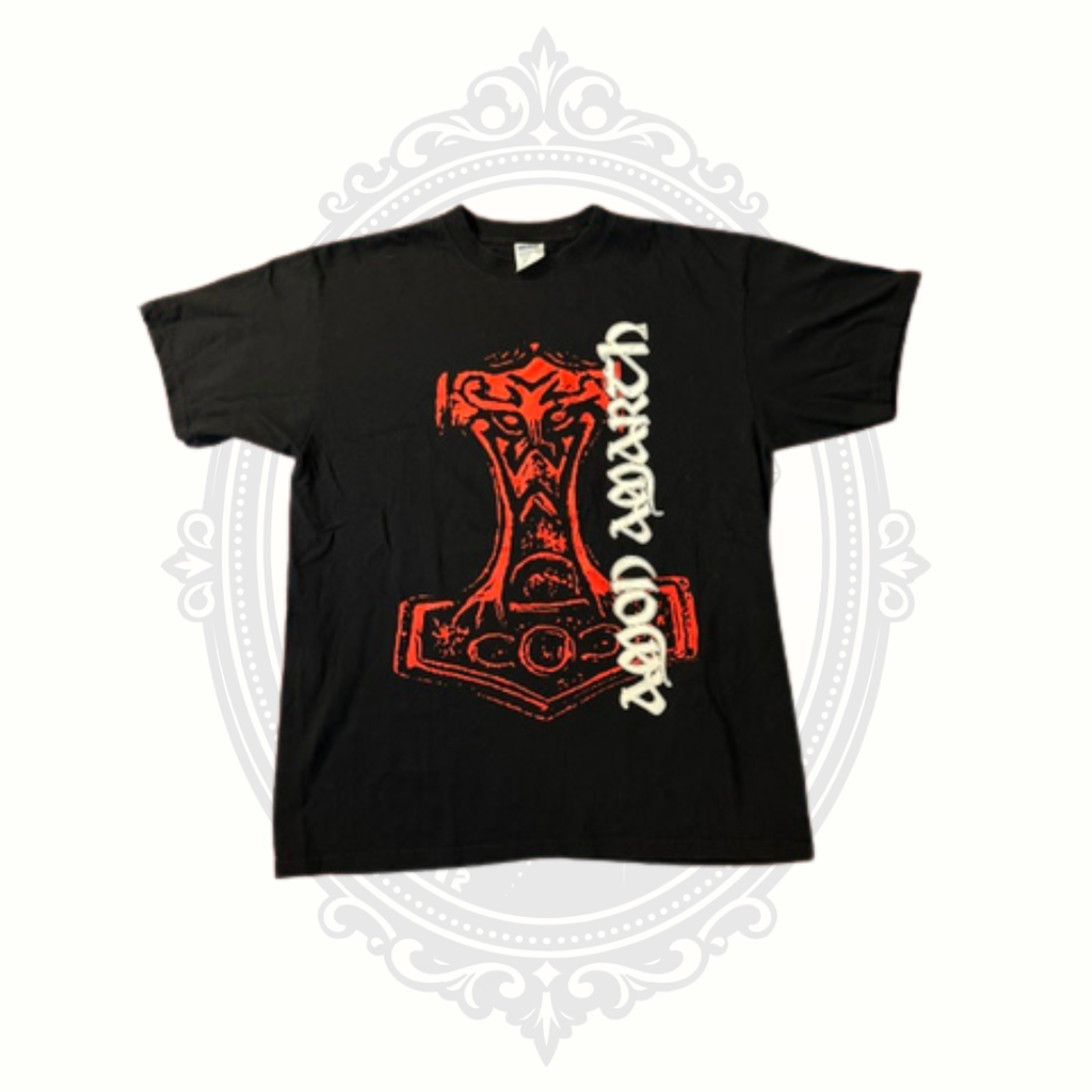 Amon Amarth Thor's Hammer Mjölnir Band T-Shirt Black Anvil Size L 100% Cotton