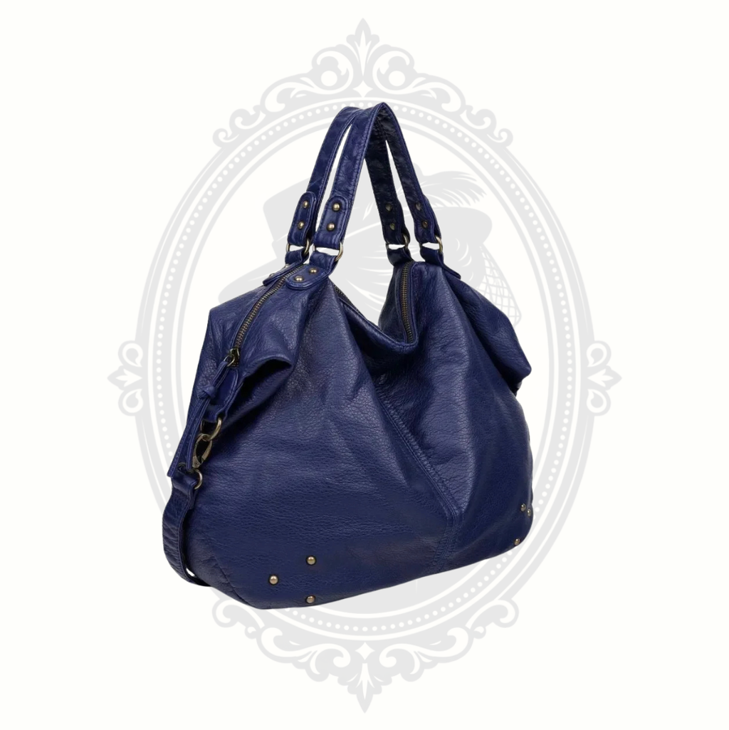 Ampere Laurel Satchel Navy Blue Vegan Leather Handbag NWT