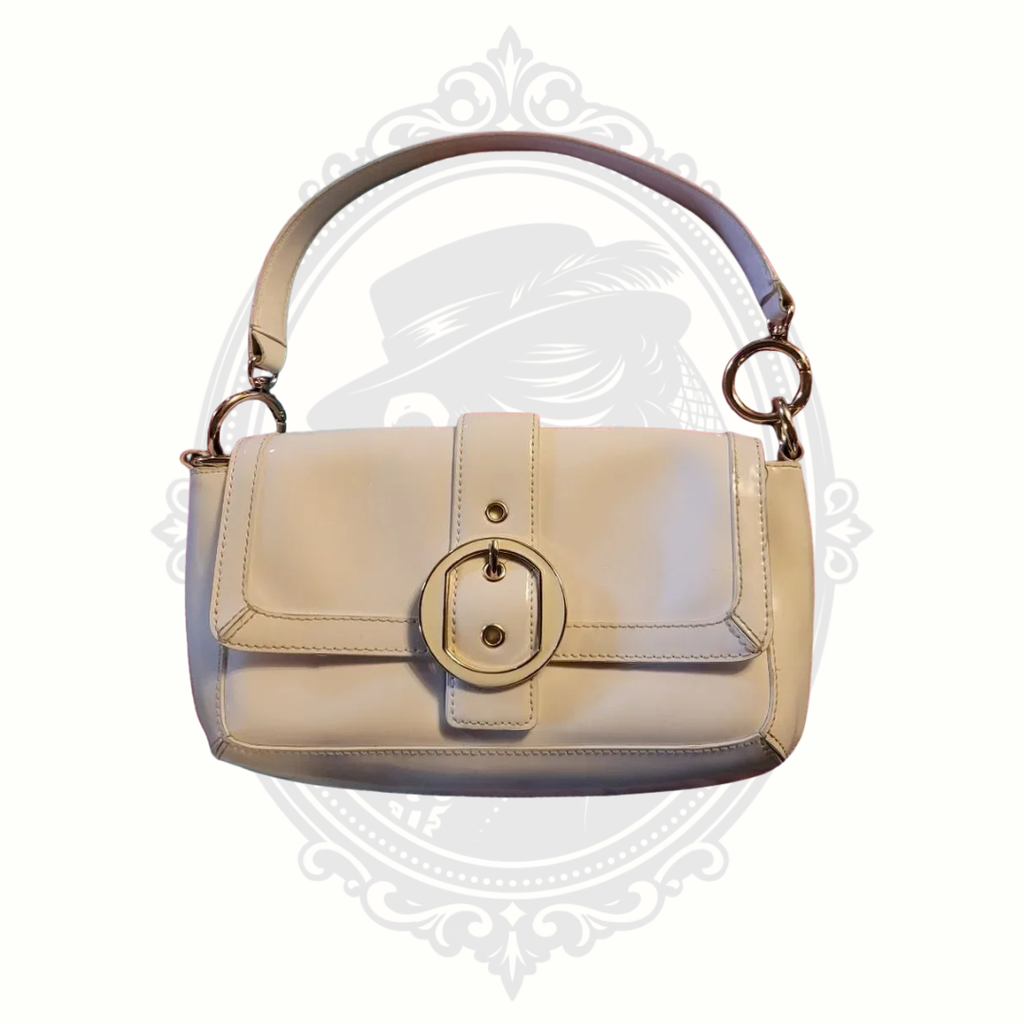 Ann Taylor Ivory Patent Leather Shoulder Bag