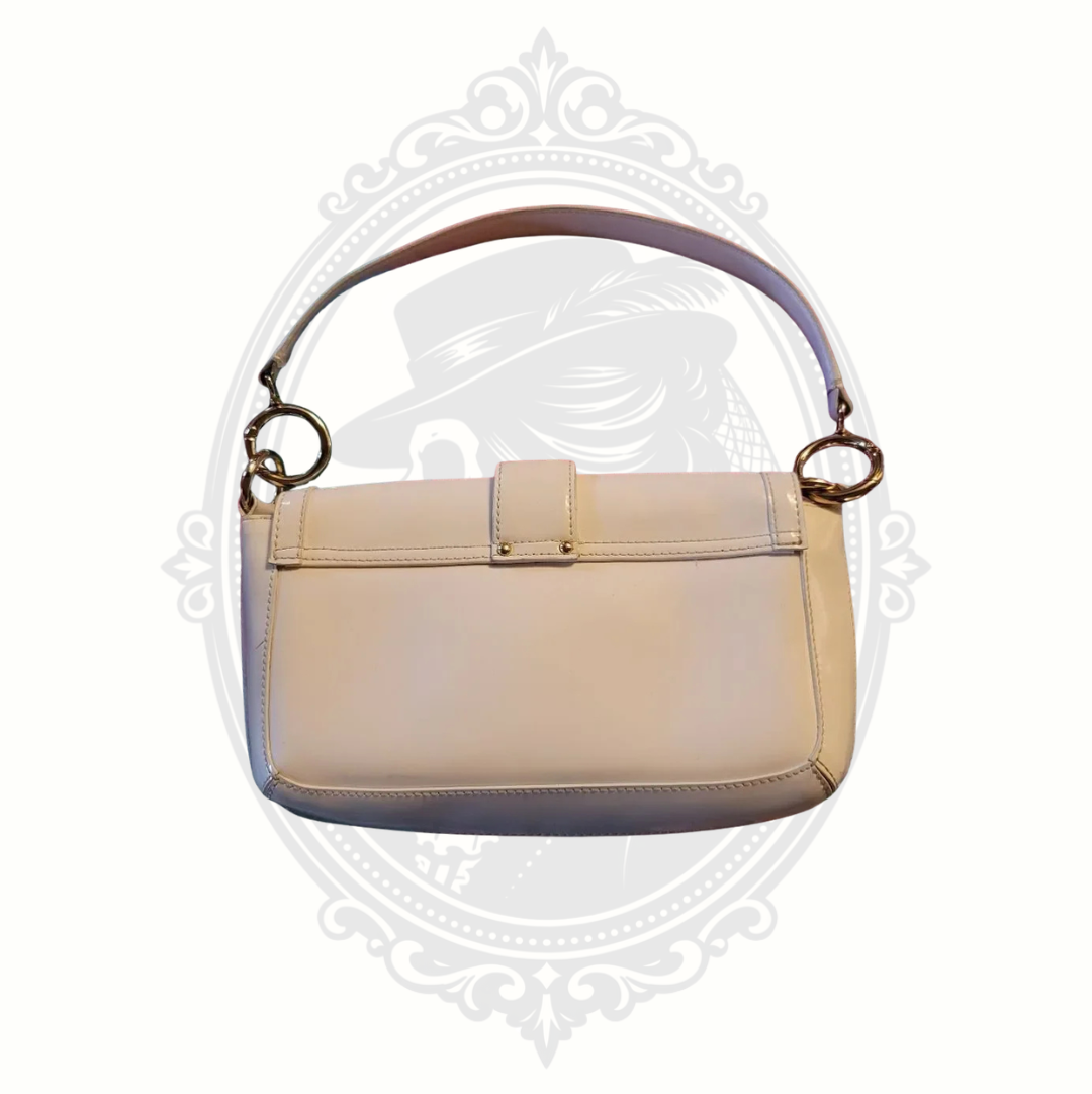 Ann Taylor Ivory Patent Leather Shoulder Bag