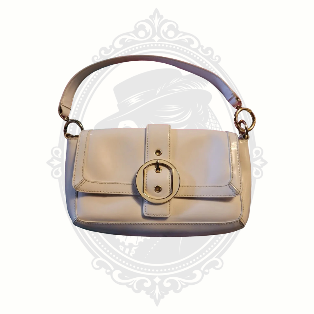 Ann Taylor Ivory Patent Leather Shoulder Bag