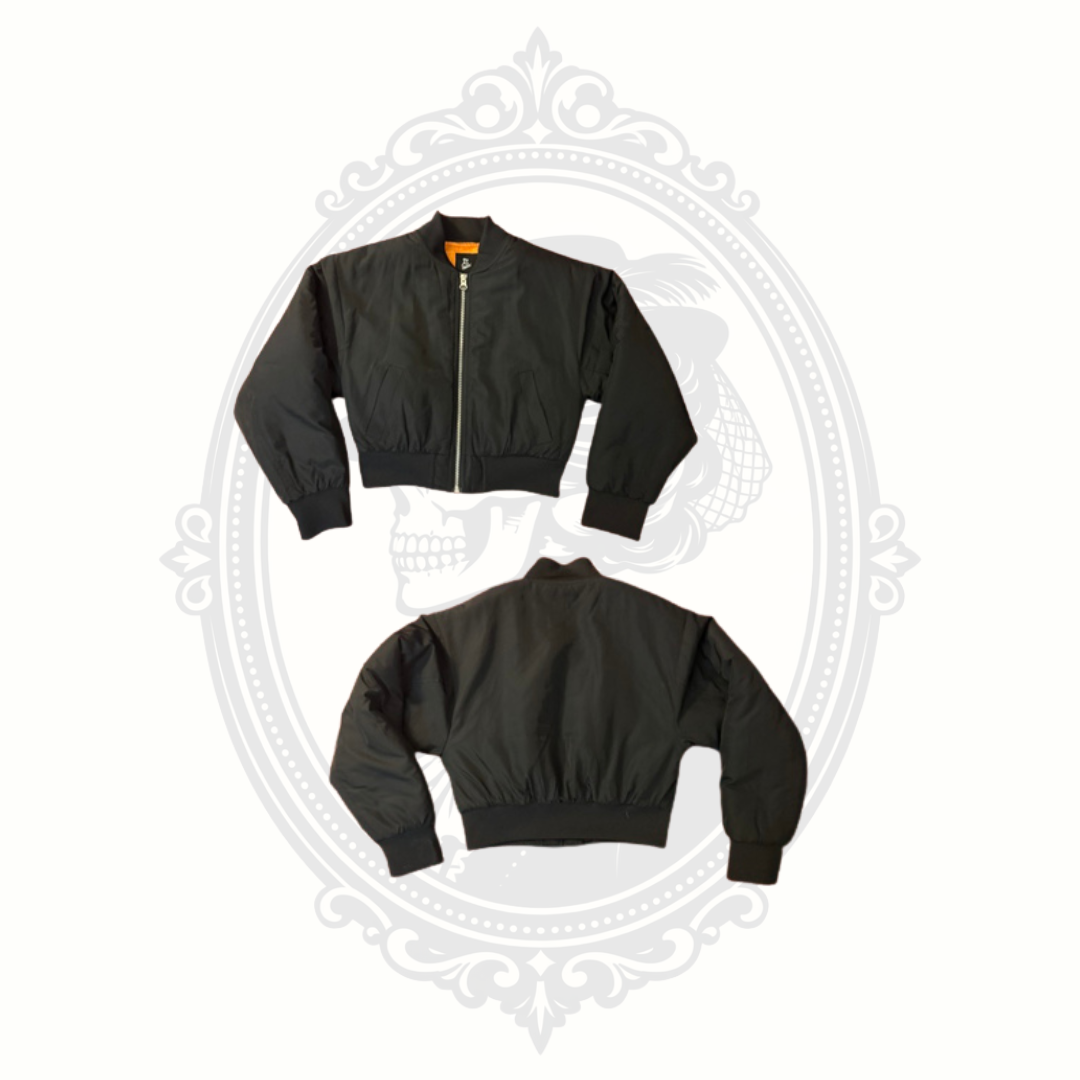 Art Class Kids Black Bomber Jacket Size M (8) NWOT Black with Orange Lining