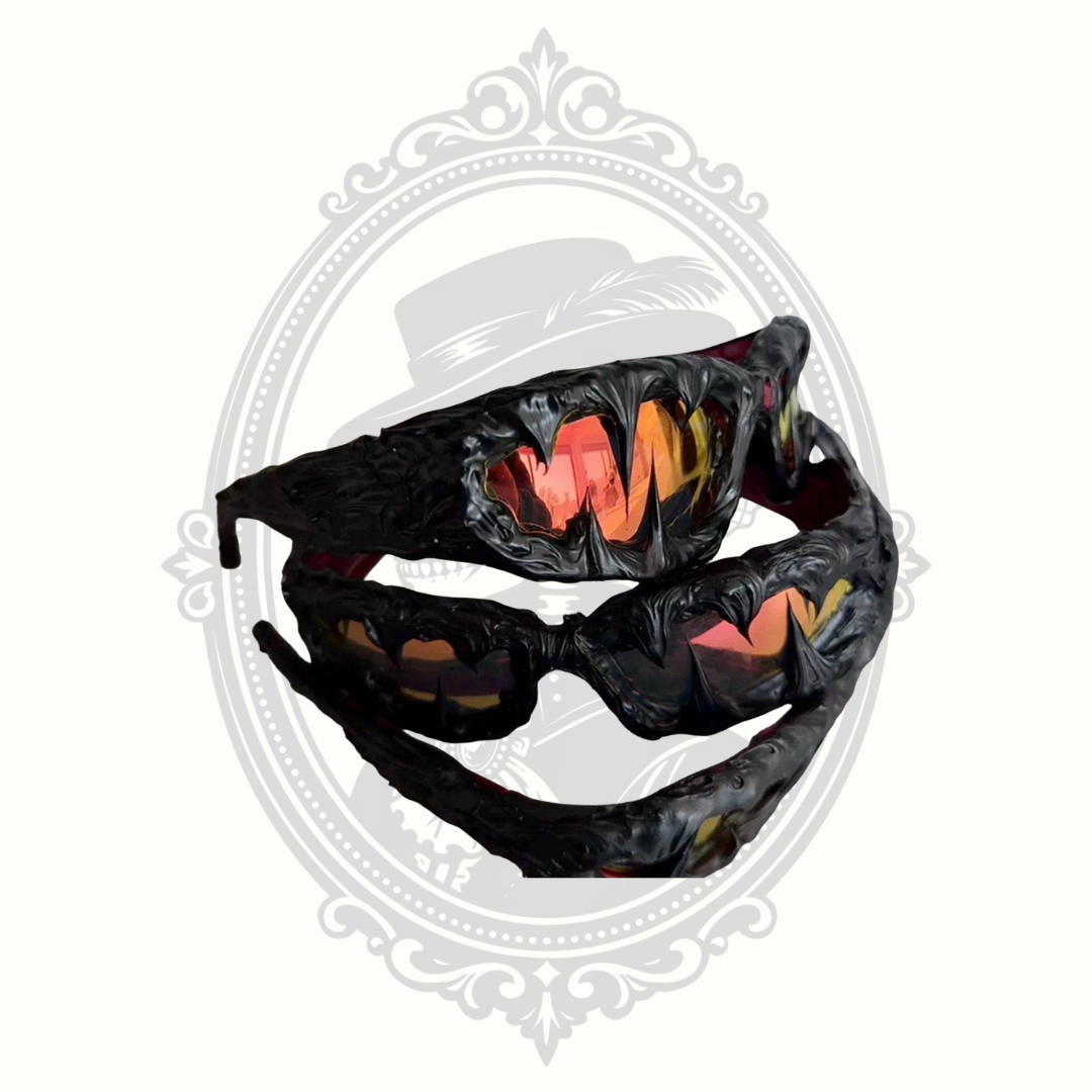 Gothic Dripping Frame Sunglasses – Black with Red Tinted Lenses UV380