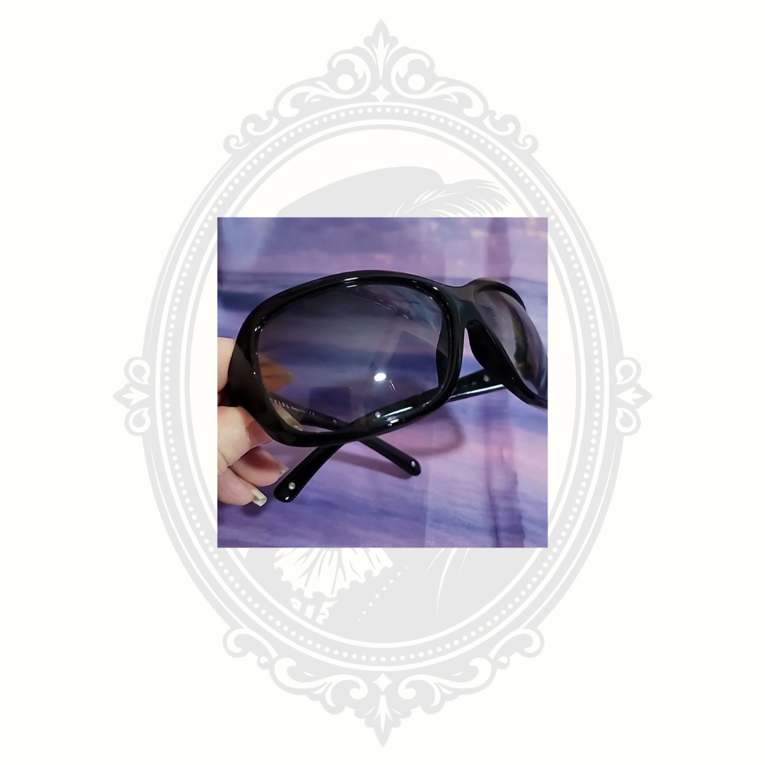 Authentic Prada Black Oversized Sunglasses with Original Case & Cleaning Cloth