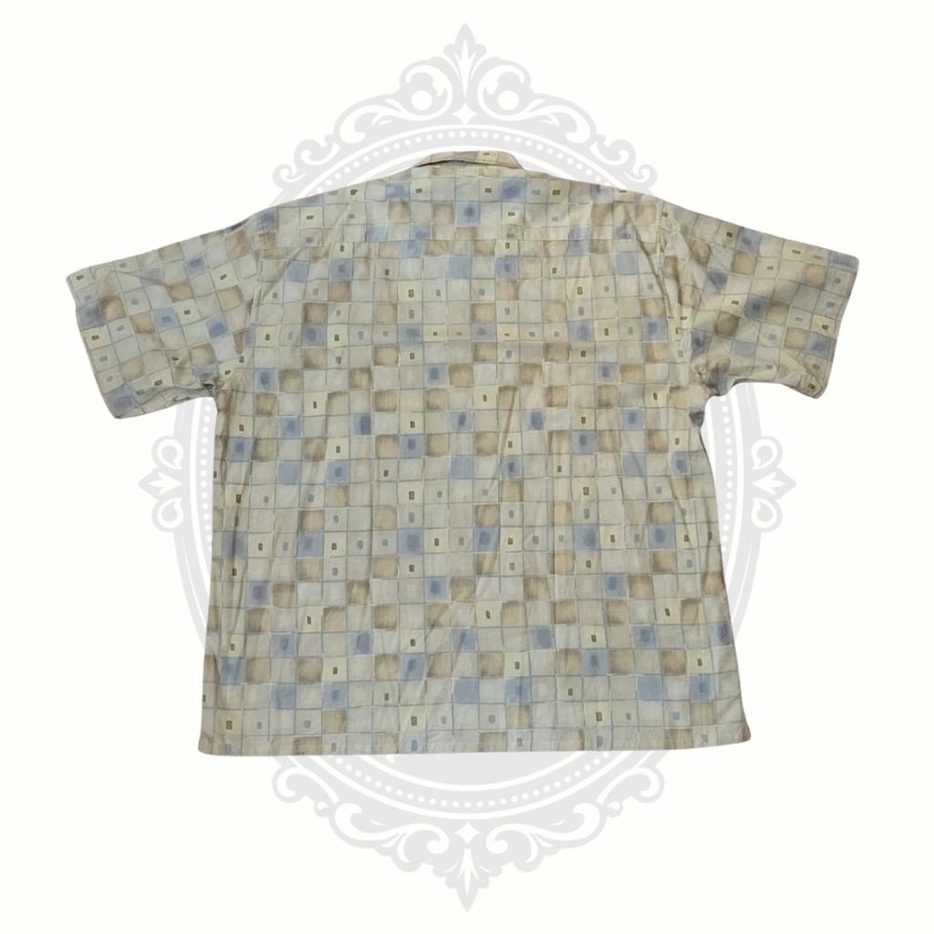 Burma Bibas Men's XXL Geometric Button-Up Shirt Cotton Rayon Linen Blend