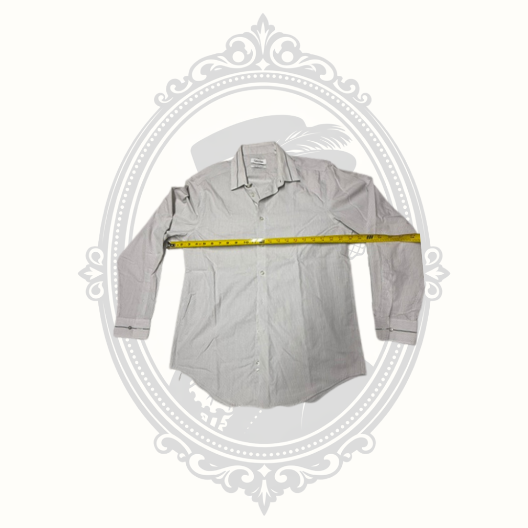 Calvin Klein Men's Gray Stripe Non-Iron Slim Fit Dress Shirt - 15.5 32/33