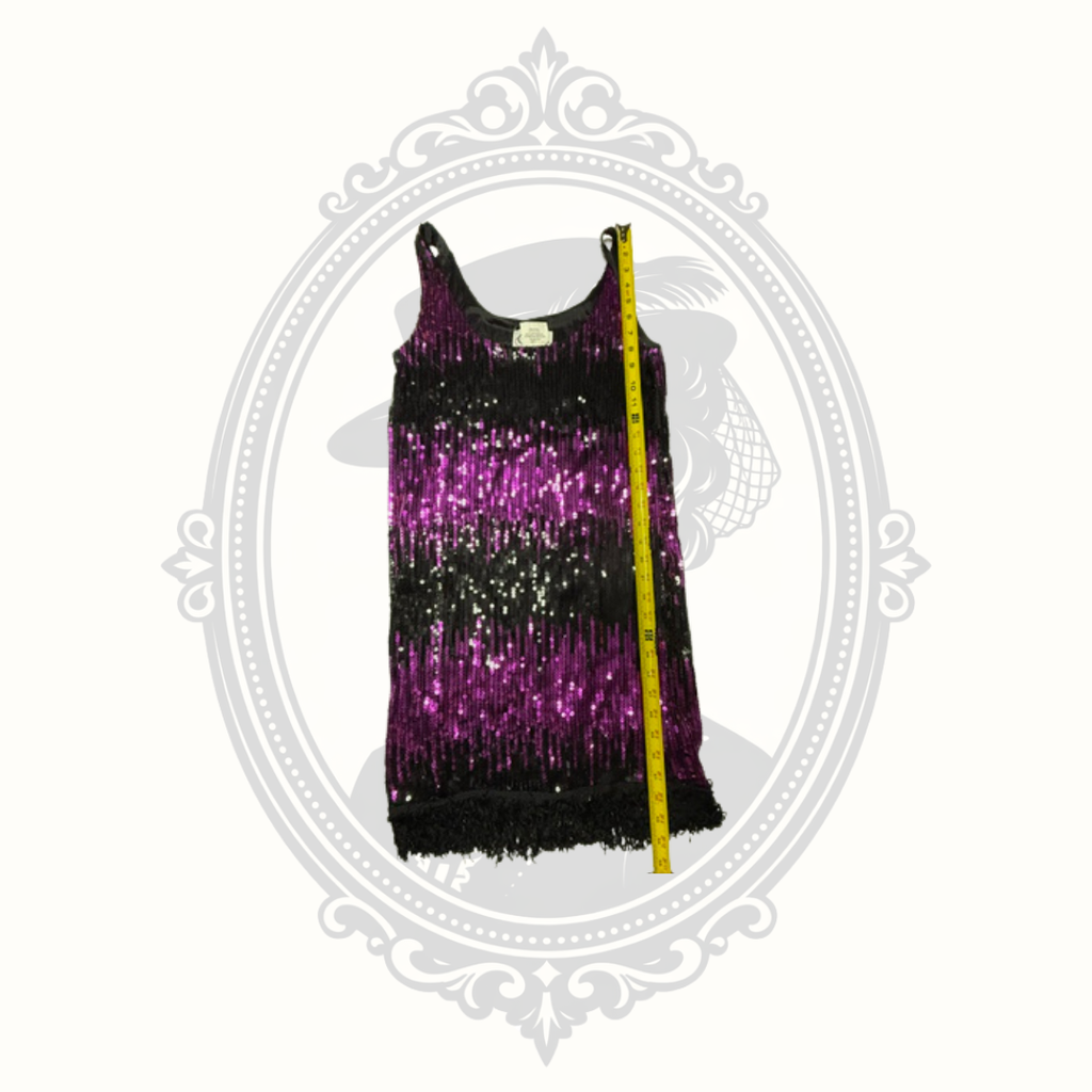 Charades Purple & Black Stretch Sequin Flapper Dress – Women’s Small