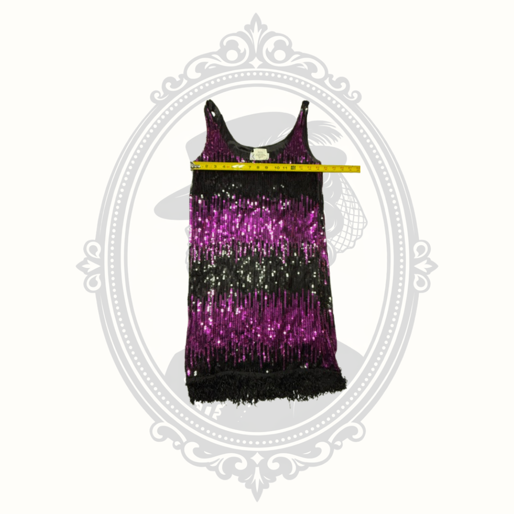 Charades Purple & Black Stretch Sequin Flapper Dress – Women’s Small