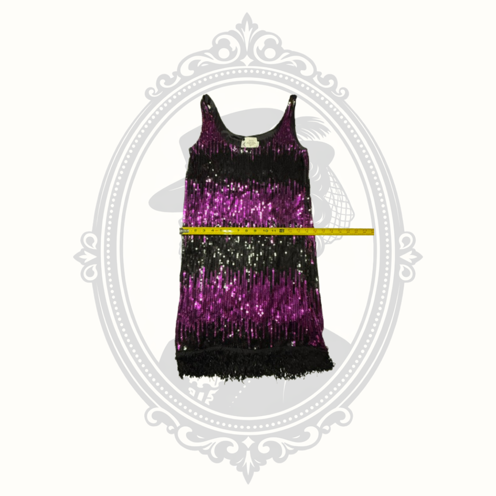 Charades Purple & Black Stretch Sequin Flapper Dress – Women’s Small