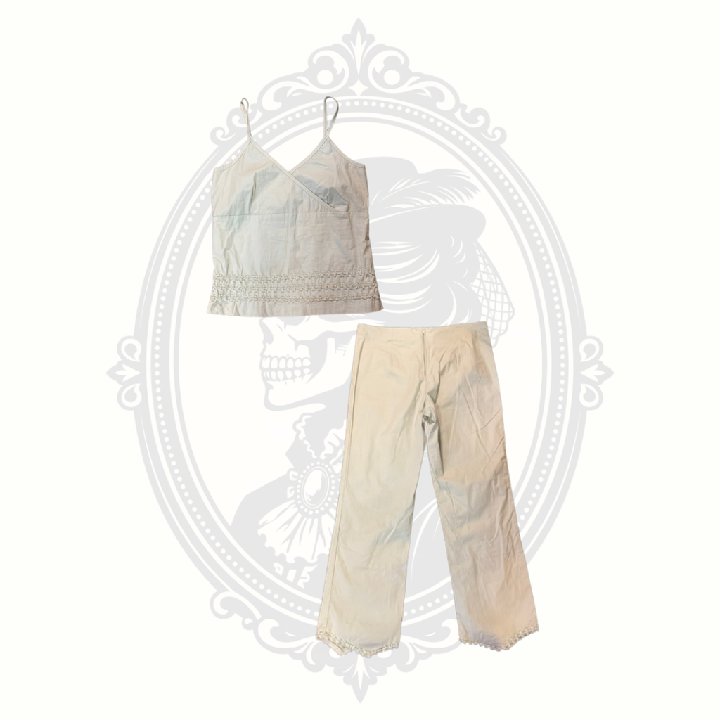 Vintage Choskey Champagne Two Piece Evening Pant Set Size Large Made in USA