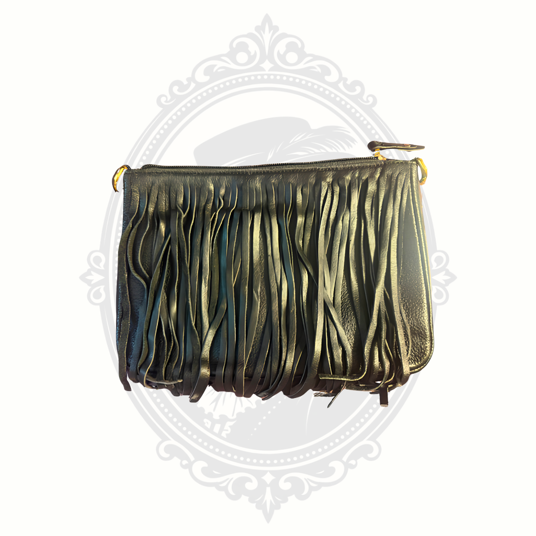 View of genuine leather ClaudiaG Willow handbag in Midnight Black