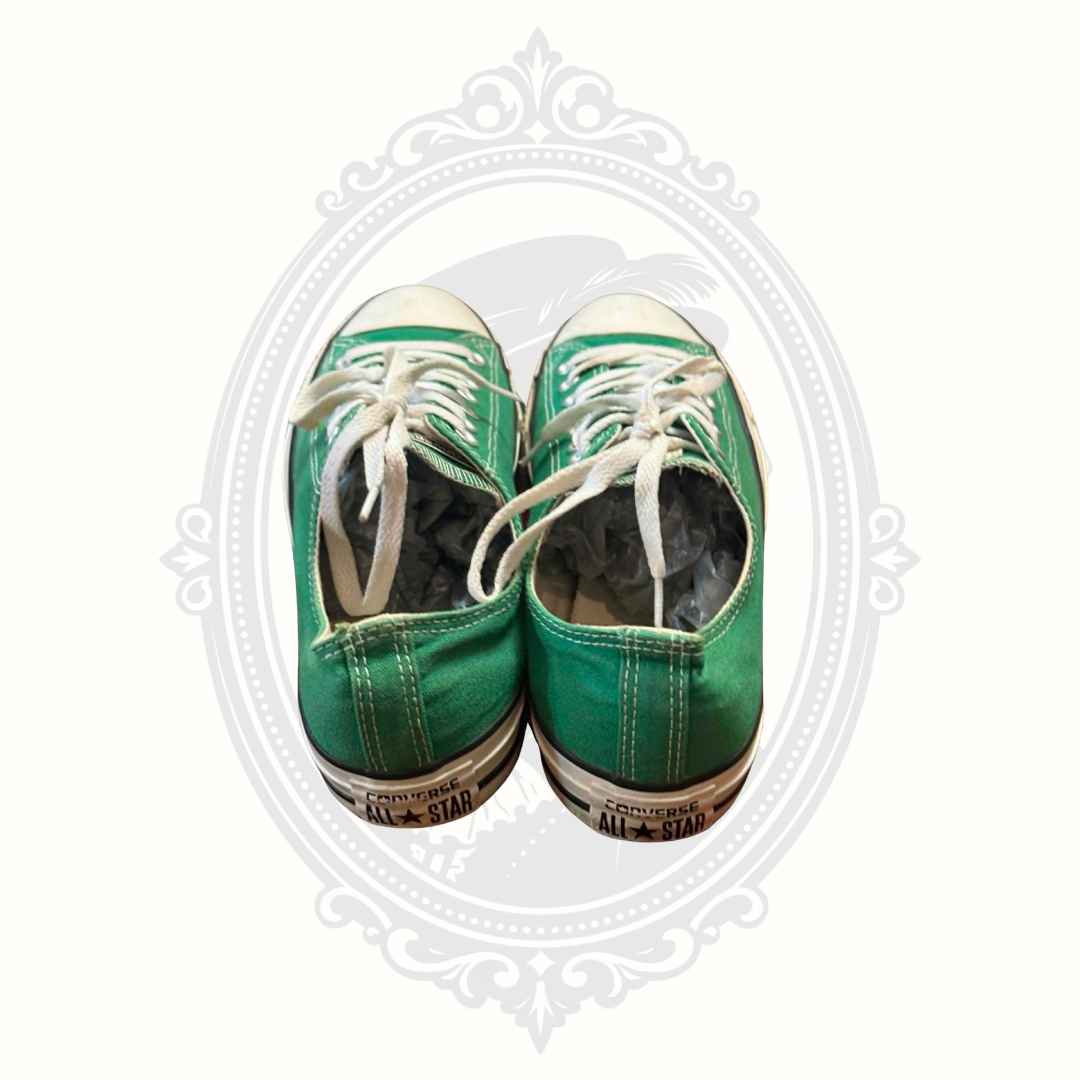 Converse green low tops rear heel view