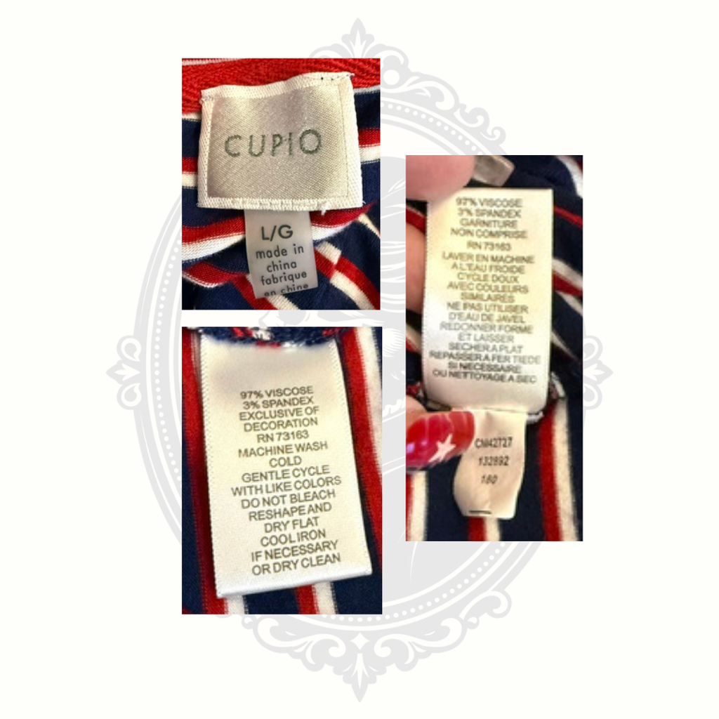 Cupio Red White Blue Striped Twist Front Sleeveless Tank Top Size Large
